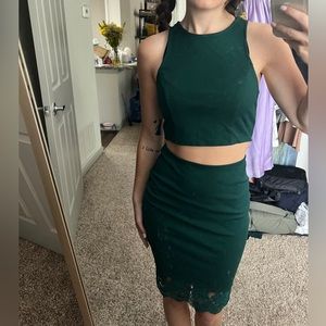 Dark green cutout dress